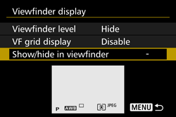 Show/hide in viewfinder
