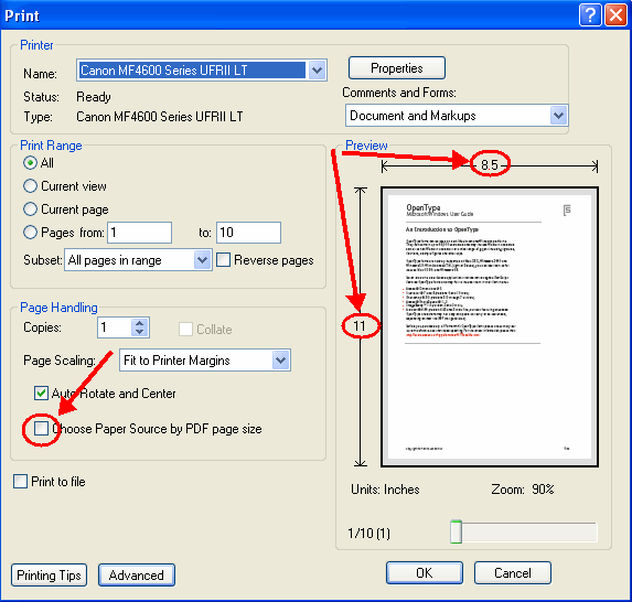 Why is PDF not printing full size?