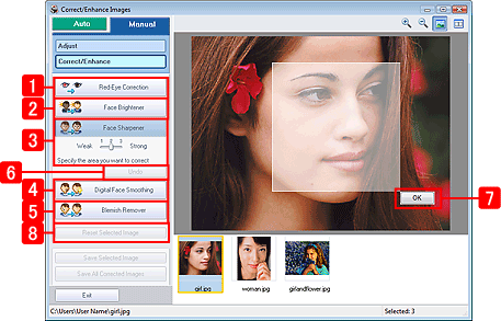 figure: Correct/Enhance of Manual tab in Correct/Enhance Images window