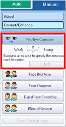 figure: Red-Eye Correction of the Manual tab