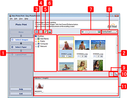 figure: Select Images screen for Photo Print