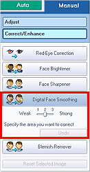 figure: Digital Face Smoothing of the Manual tab