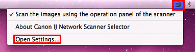 figure: Canon IJ Network Scanner Selector menu