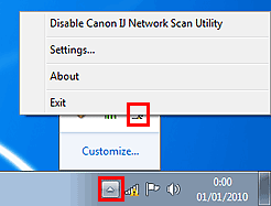 figure: Canon IJ Network Scan Utility menu