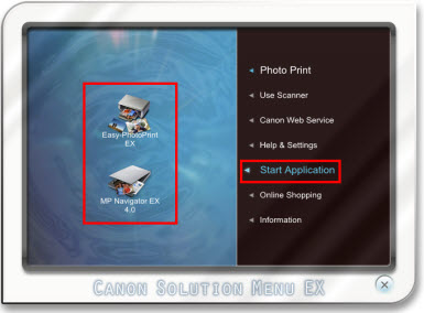 canon solution menu for ip100
