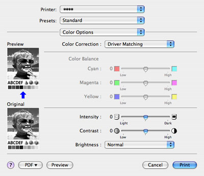 get to driver preferences for canon on a mac