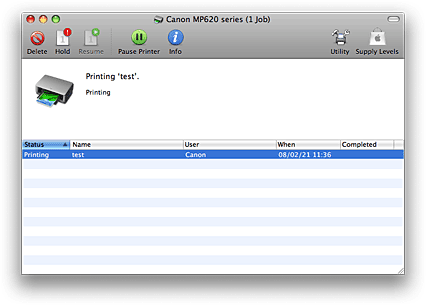 Base Select to resume printing on Mac OS X (MP620 / MP620B)
