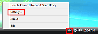 figure: Canon IJ Network Scan Utility menu