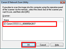 figure: Canon IJ Network Scan Utility dialog box