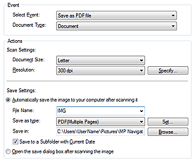 figure: Save as PDF file screen