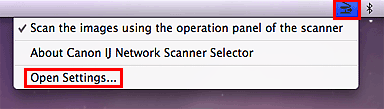 figure: Canon IJ Network Scanner Selector menu