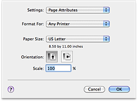 canon landscape printing os mac orientation change portrait paper either select