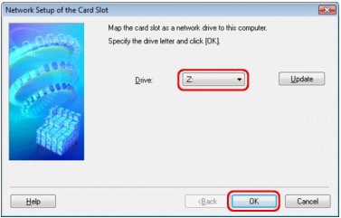 figure: Network Setup of the Card Slot dialog box