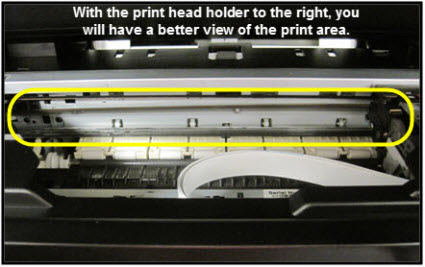 Image shows accessible area once print head is moved over