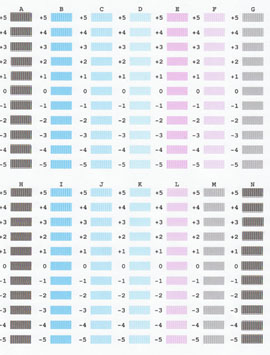 Print pattern sheet with colors and values associated with the colors