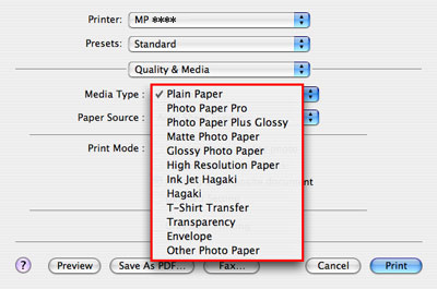 how to change printer presets on mac yosemite