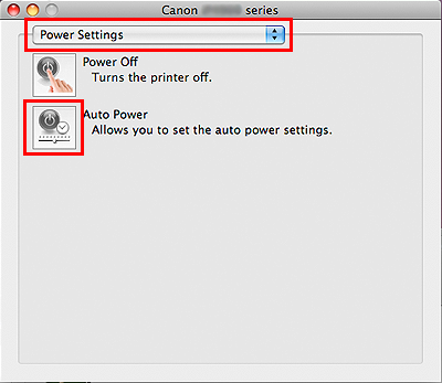 Auto Power Selected under Power Settings
