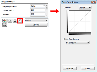 figure: Tone Curve Settings dialog box