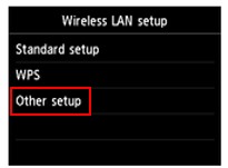 Screen shows sample B, Wireless LAN setup screen with Other setup selected.