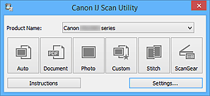 Image: IJ Scan Utility home screen