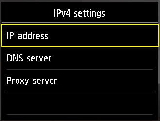 Image: I P v4 settings screen with I P address highlighted