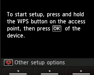 LCD screen shot showing instructions to press the WPS button on the router