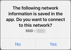 Prompt asking to connect to network saved in the app