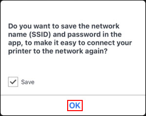 Prompt for saving network information in the app