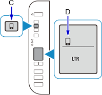 Figure shows Direct button (C) and button (D)